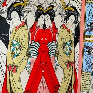 Long printed kimono with tie